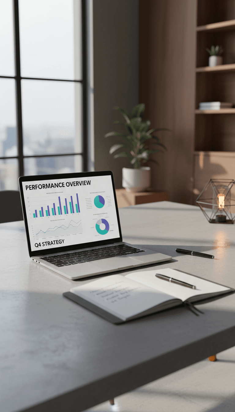 Pixel Markets workspace with analytics dashboard and strategic planning materials